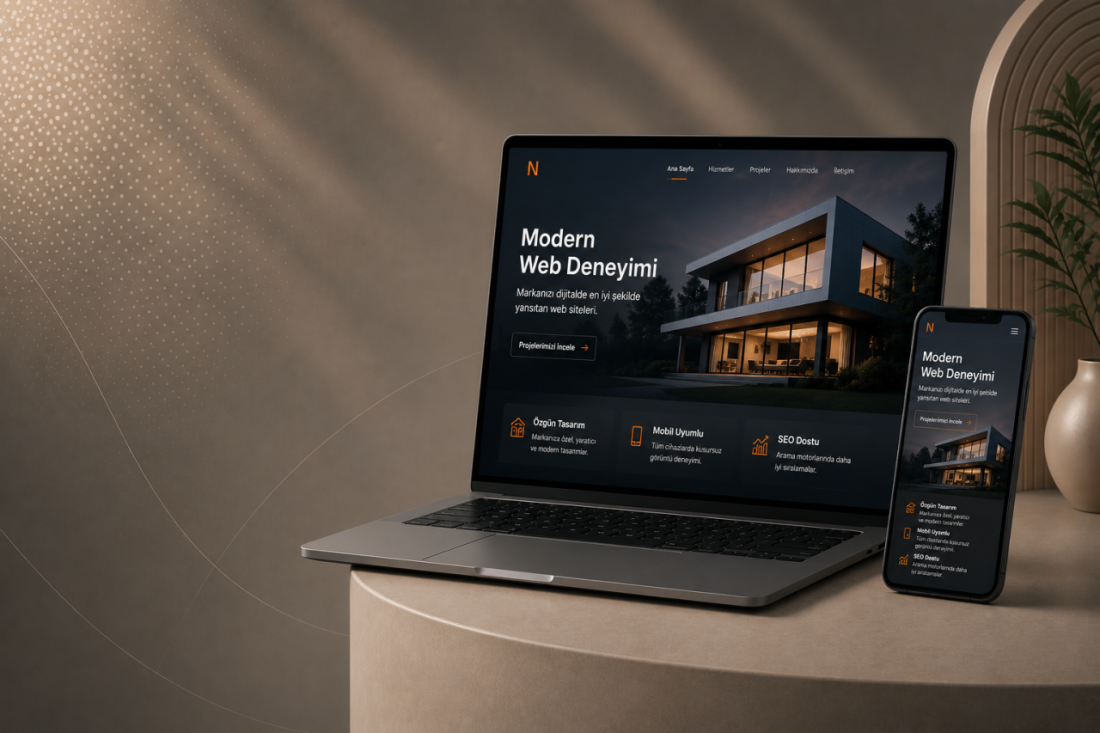 Profesyonel web sitesi laptop mockup görseli